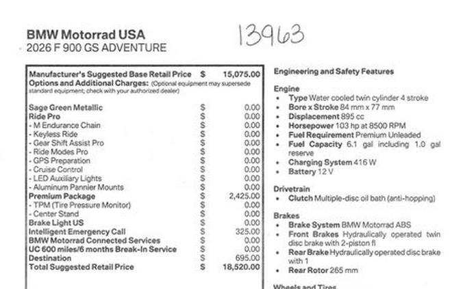 2026 BMW F900GSA Inventory - Get 4.9% APR financing or up to $1,300 off MSRP on select 2026 models*