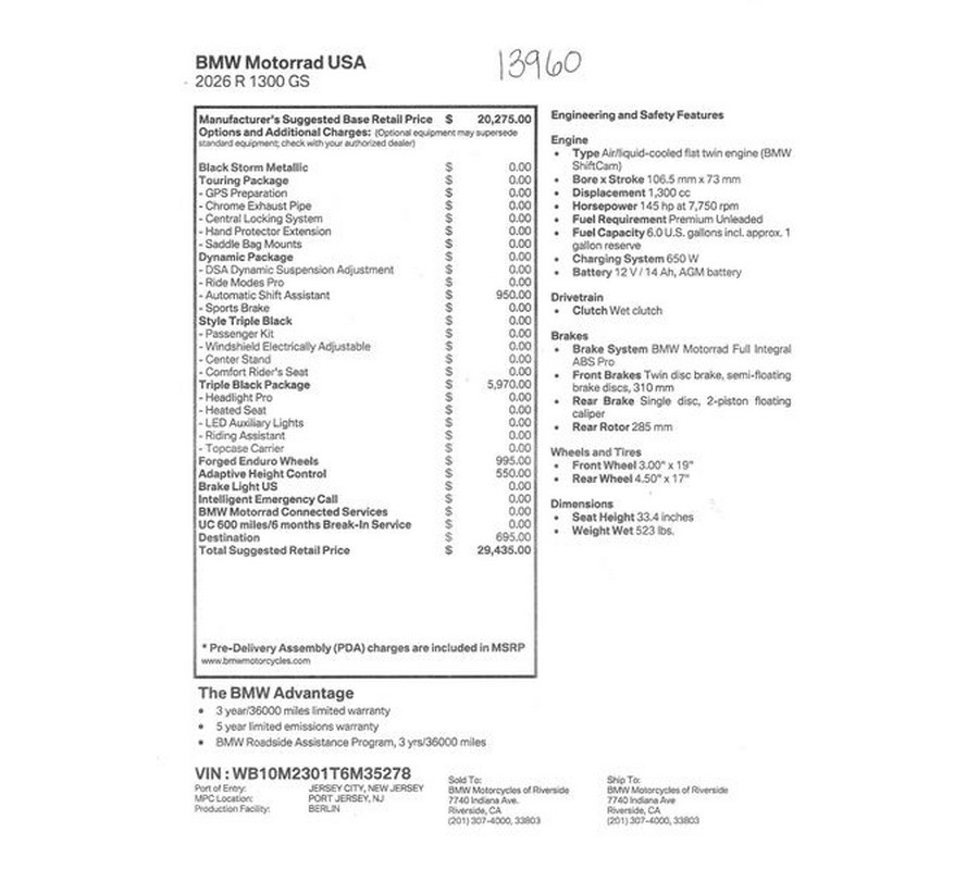 2026 BMW R1300GS Inventory - Get 3.9% APR financing or up to $1,500 off MSRP on select 2026 models*