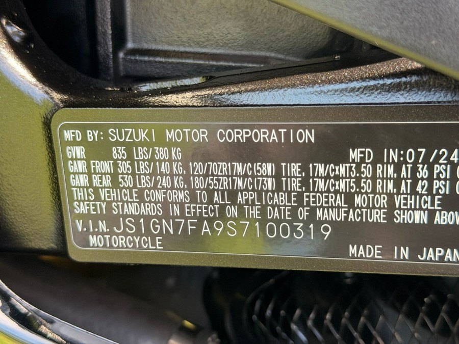2025 Suzuki Motor of America Inc. GSX-R600
