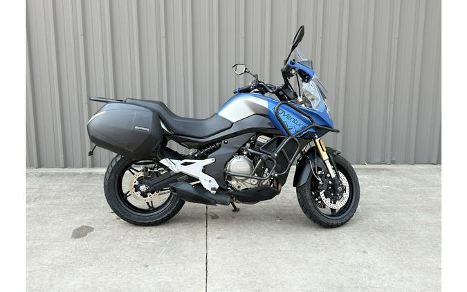 2022 650 Adventura ATHENS BLUE WITH ENGINE GUARDS, FRAME SLIDERS, REAR RACK, HAND GUARDS AND SHINKO TIRES - CFMOTO