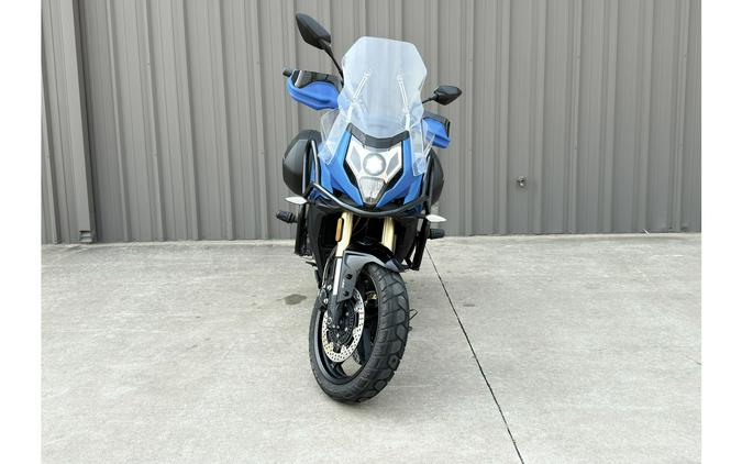 2022 650 Adventura ATHENS BLUE WITH ENGINE GUARDS, FRAME SLIDERS, REAR RACK, HAND GUARDS AND SHINKO TIRES - CFMOTO