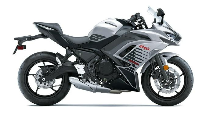 2026 Kawasaki Ninja 650 ABS Metallic Matte Whitish Silver/Metallic Flat Spark Black - KAH3080