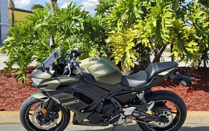 2024 Kawasaki Ninja 650 Metallic Covert Green/Metallic Spark Bl Metallic Matte Dark GrayMetallic Spark