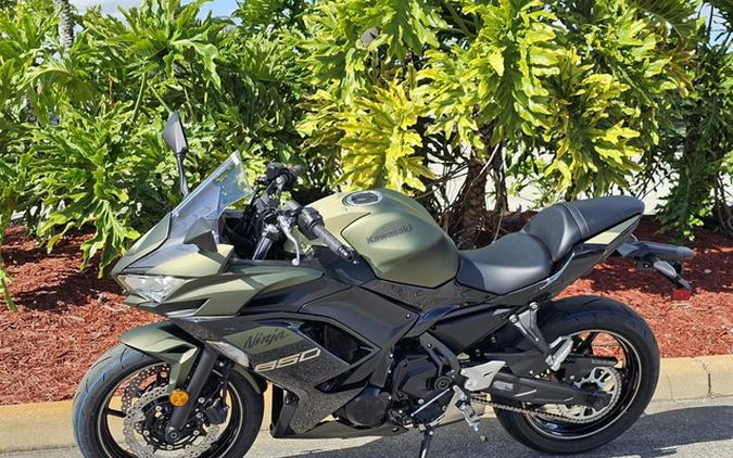 2024 Kawasaki Ninja 650 Metallic Covert Green/Metallic Spark Bl Metallic Matte Dark GrayMetallic Spark