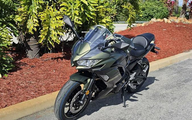 2024 Kawasaki Ninja 650 Metallic Covert Green/Metallic Spark Bl Metallic Matte Dark GrayMetallic Spark