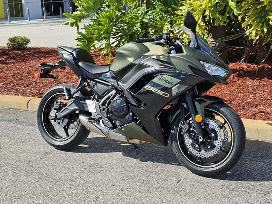 2024 Kawasaki Ninja 650 Metallic Covert Green/Metallic Spark Bl Metallic Matte Dark GrayMetallic Spark