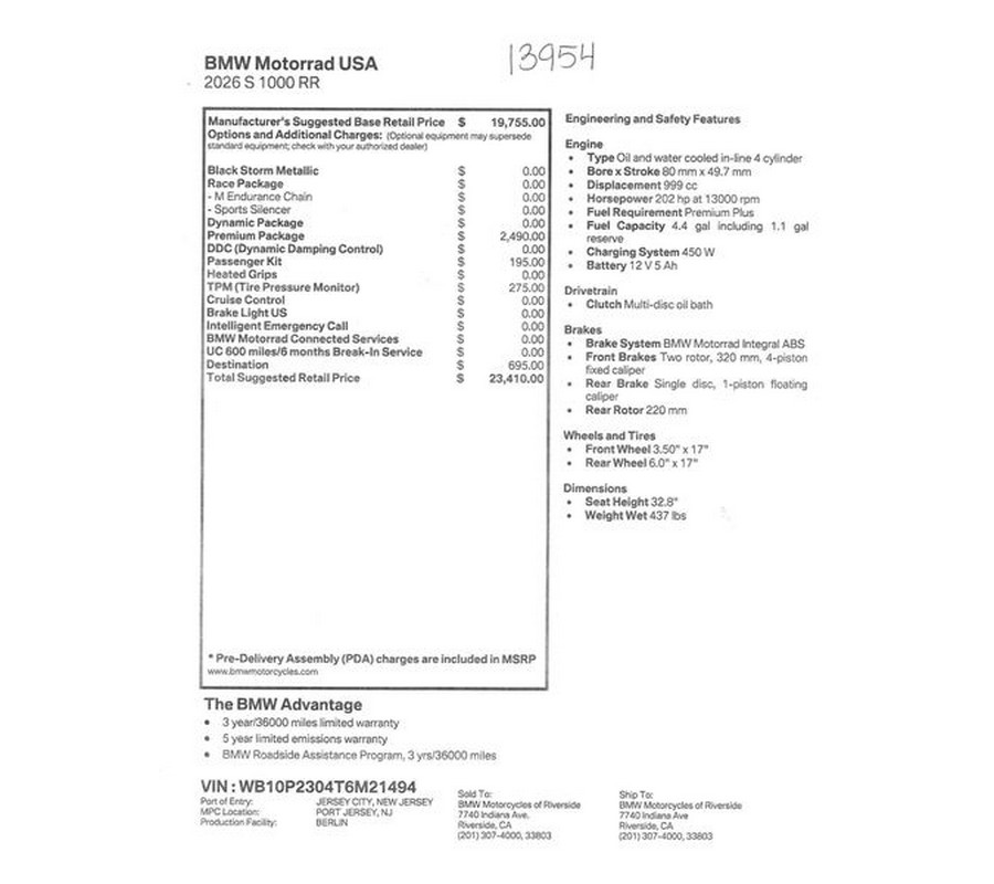 New 2026 BMW S 1000 RR
