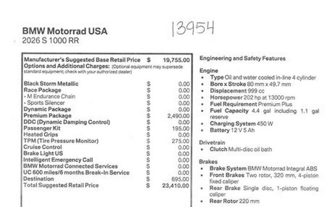New 2026 BMW S 1000 RR