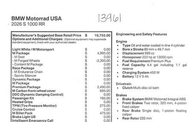 New 2026 BMW S 1000 RR