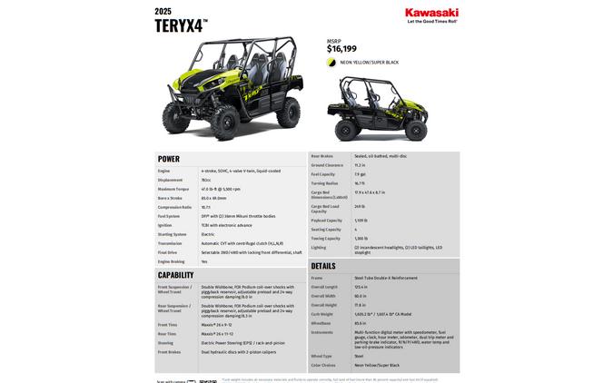 2025 Kawasaki Teryx4™ - NEON YELLOW/SUPER BLACK