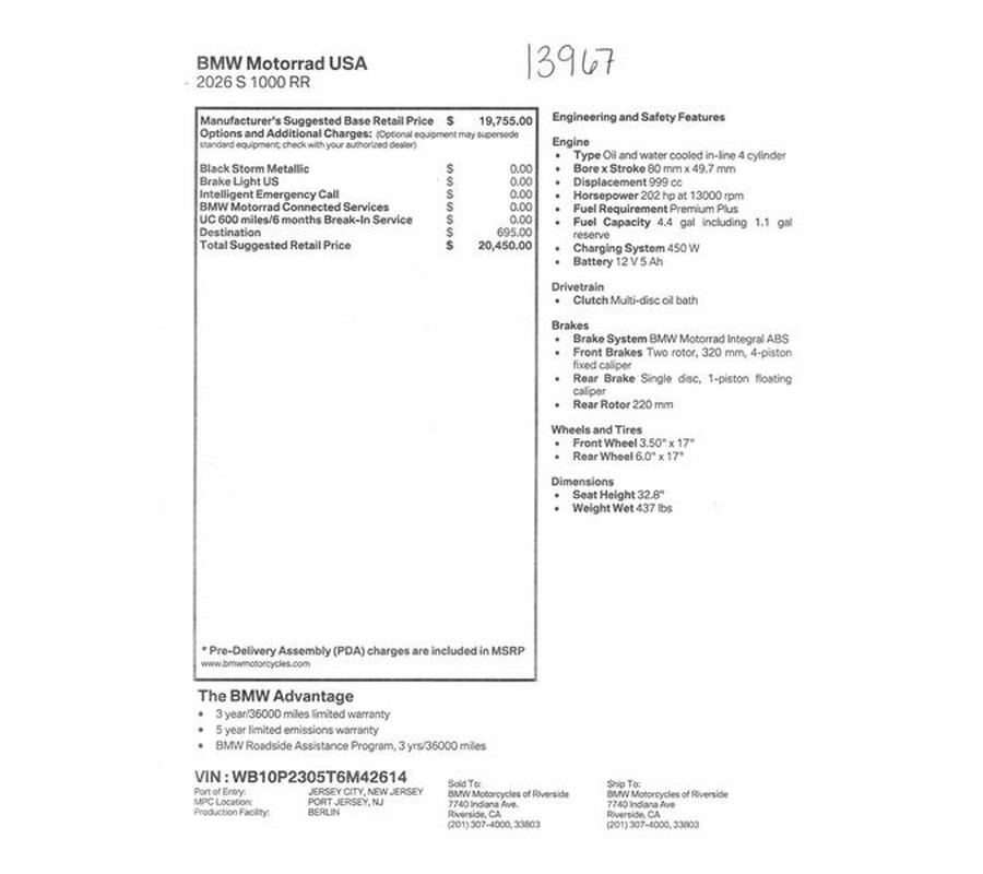New 2026 BMW S 1000 RR