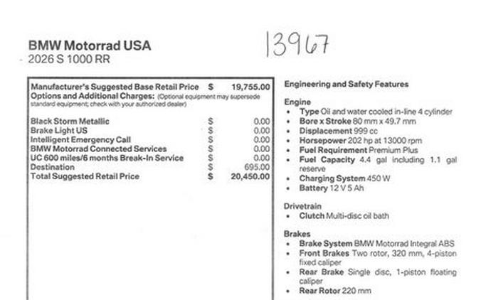 New 2026 BMW S 1000 RR