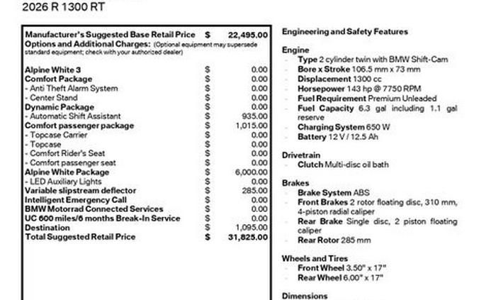 New 2026 BMW R 1300 RT