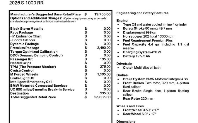 2026 BMW S 1000 RR