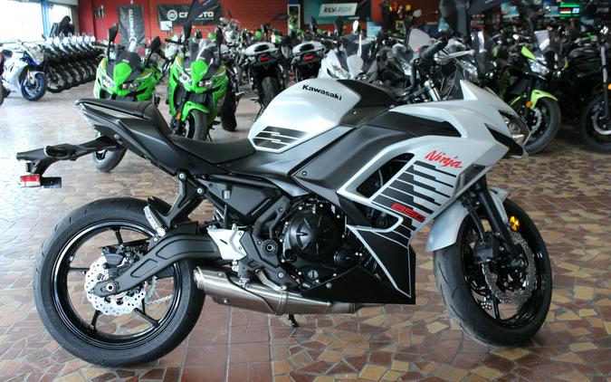 2026 Kawasaki NINJA 650 ABS Metallic Matte Whitish Silver/Metallic Flat Spark Black - TDAJ6909