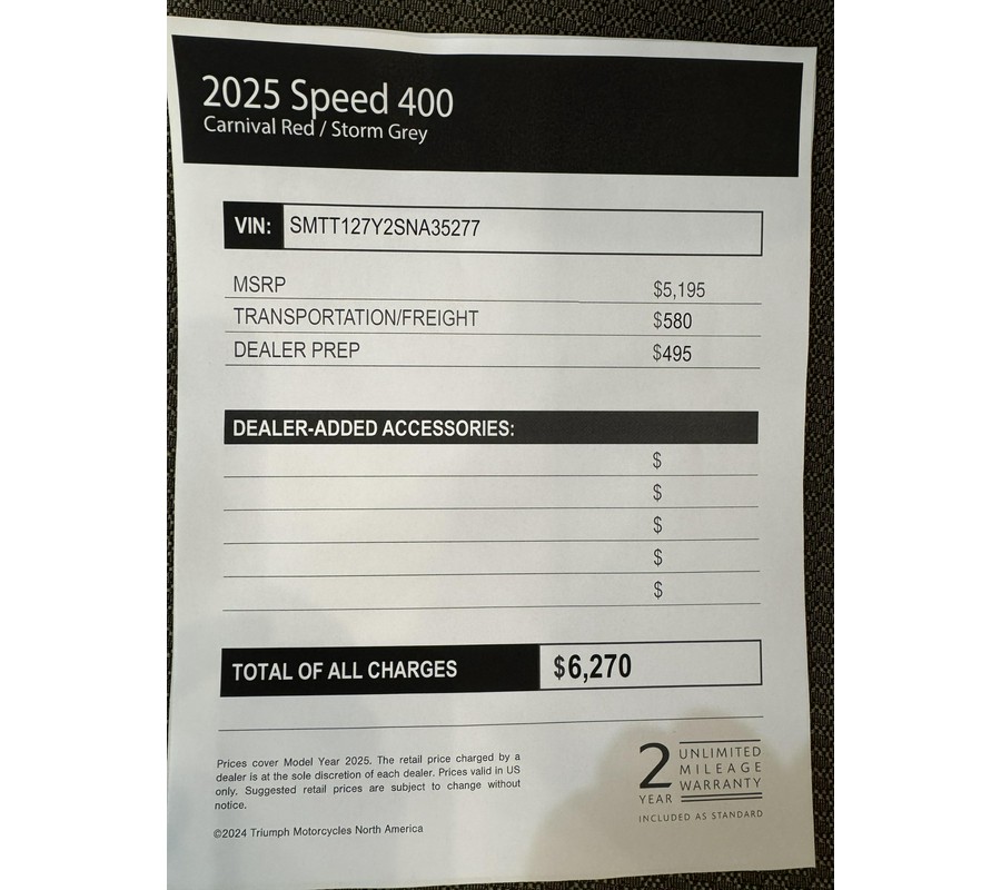 2025 Triumph SPEED 400 - SAPPHIRE BLACK - STORM GREY