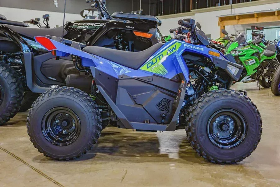 New 2025 POLARIS OUTLAW 70 EFI VELOCITY BLUE AND LIFTED LIME