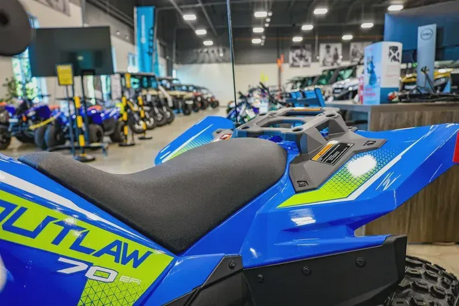 New 2025 POLARIS OUTLAW 70 EFI VELOCITY BLUE AND LIFTED LIME