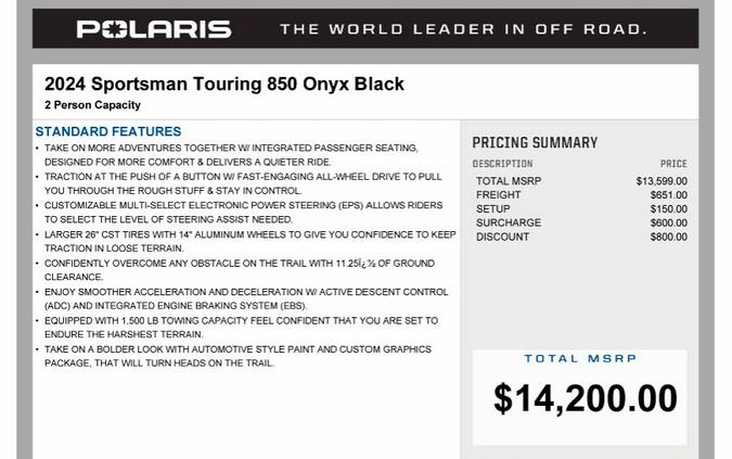 2024 Polaris Industries Sportsman® Touring 850 Base