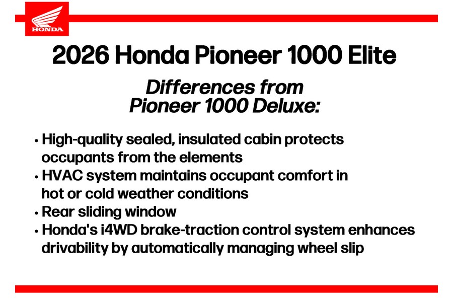 2026 Pioneer 1000 Elite - Honda