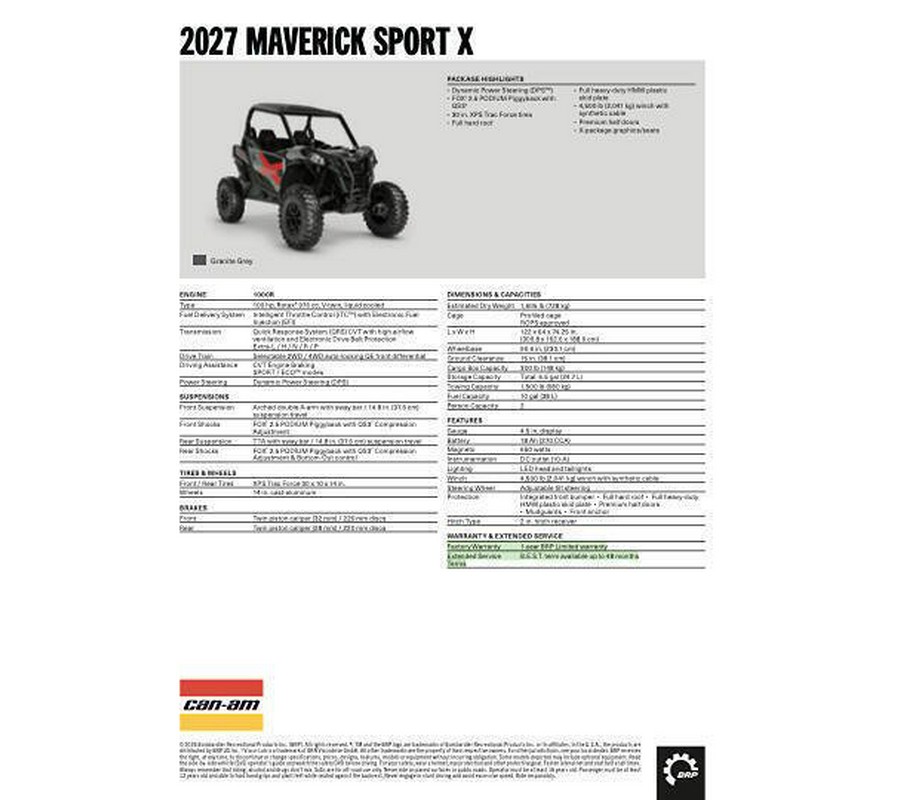 2027 Can-Am Maverick Sport X