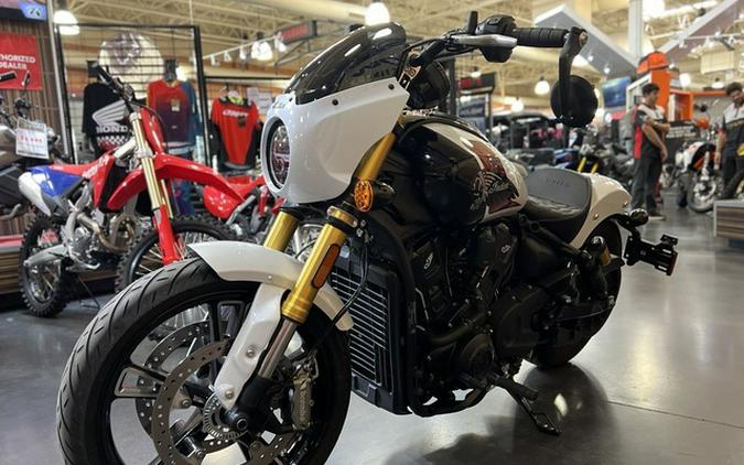 2025 Indian 101 Scout Ghost White Metallic With Graphics