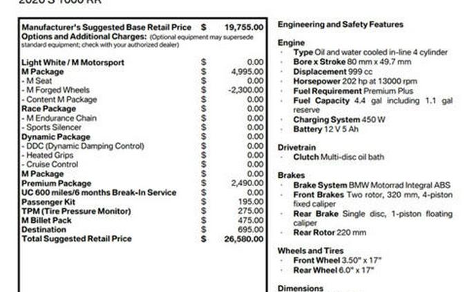 2026 BMW S 1000 RR Light White/M Motorsport