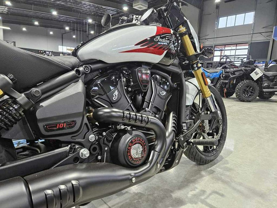2025 Indian 101 Scout Ghost White Metallic With Graphics