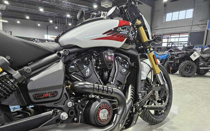 2025 Indian 101 Scout Ghost White Metallic With Graphics