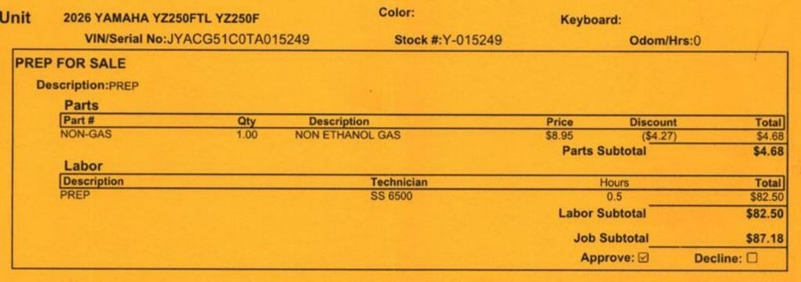 2026 Yamaha YZ250F Team Yamaha Blue