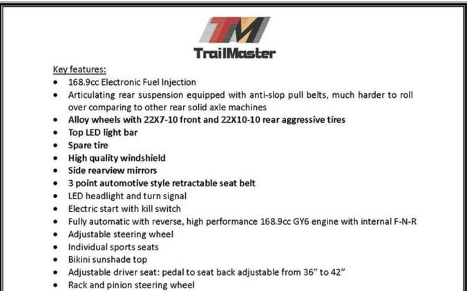 2026 TRAILMASTER POWERSPORTS CHEETAH 200EX-EFI