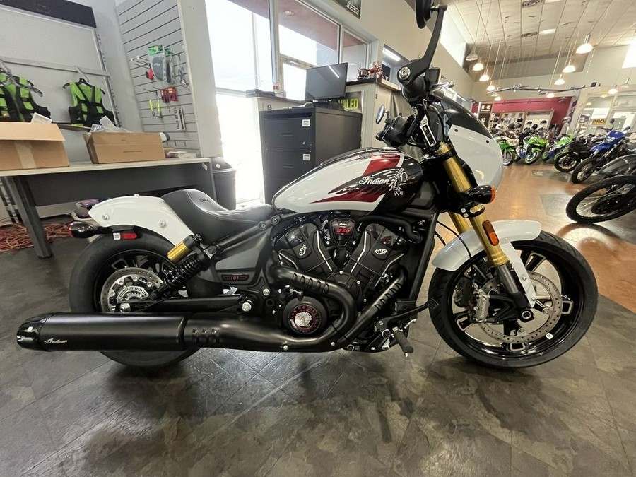 2025 Indian Motorcycle® 101 Scout® Ghost White Metallic with Graphics