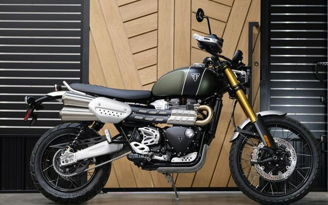 2023 Triumph Scrambler 1200 XE Matte Khaki Green Matte Jet Blac XE Carnival Red Jet Black