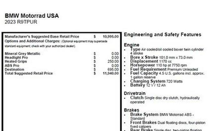 2023 BMW R nineT Pure Mineral Gray Metallic