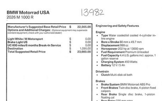 2026 BMW M1000R Inventory - Get 4.9% APR financing or up to $1,300 off MSRP on select 2026 models*