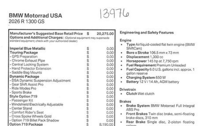 2026 BMW R1300GS Inventory - Get 4.9% APR financing or up to $1,300 off MSRP on select 2026 models*