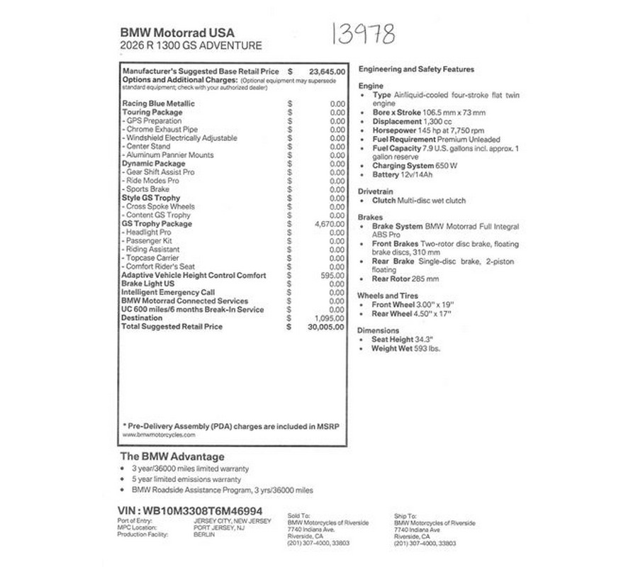 2026 BMW R1300GSA Inventory - Get 4.9% APR financing or up to $1,300 off MSRP on select 2026 models*