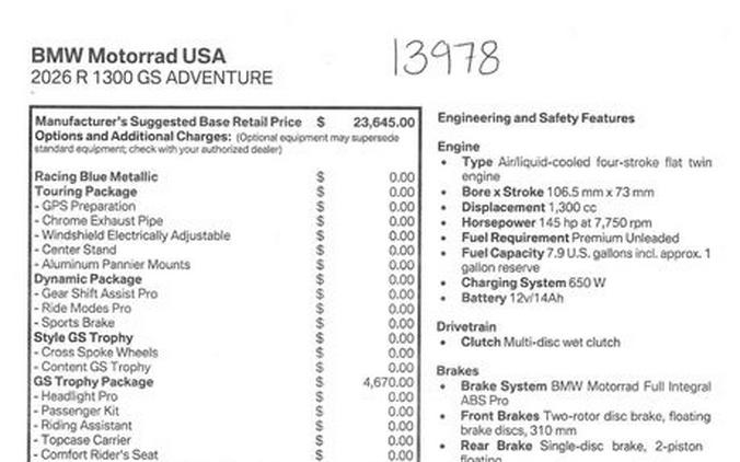 2026 BMW R1300GSA Inventory - Get 4.9% APR financing or up to $1,300 off MSRP on select 2026 models*