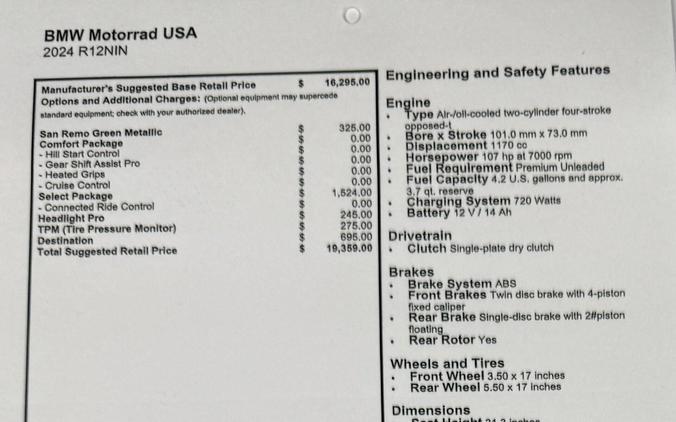 New 2024 BMW R 12 nineT