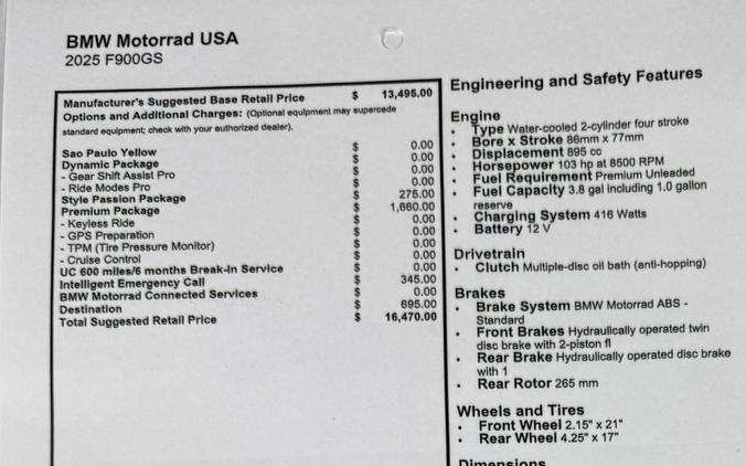 New 2025 BMW F 900 GS