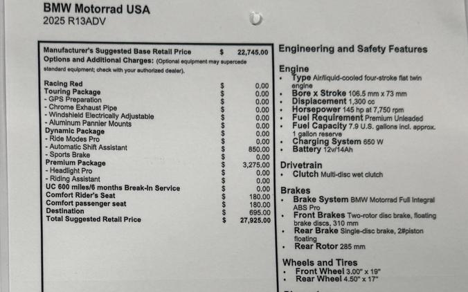 New 2025 BMW R 1300 GS Adventure