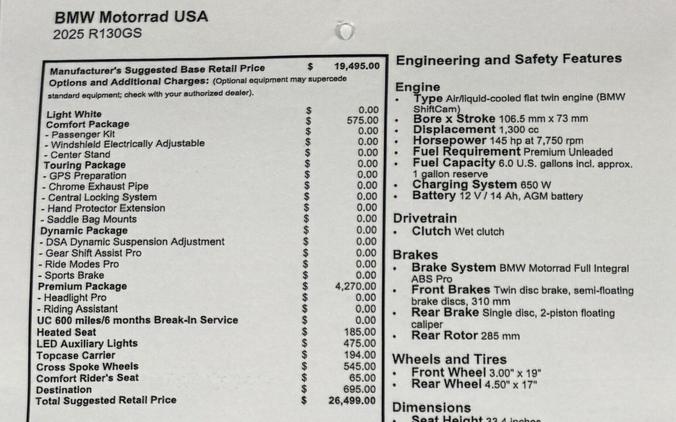 New 2025 BMW R 1300 GS