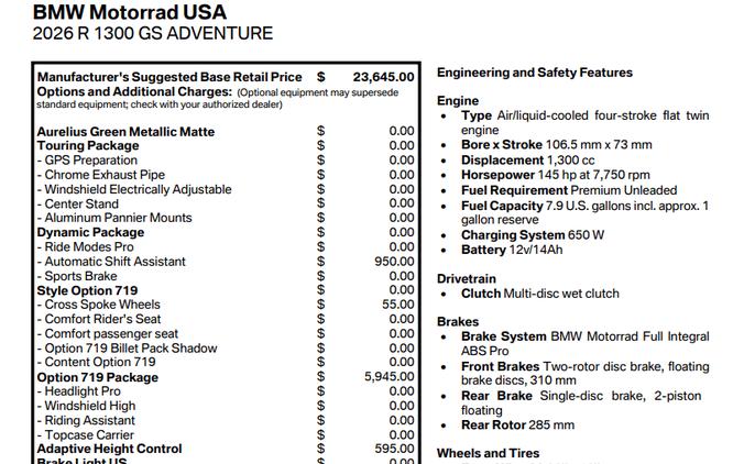 2026 BMW R 1300 GS ADVENTURE