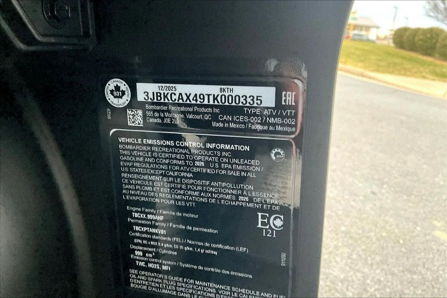 2026 Can-Am SSV DEF MAX XT 65 HD11 BE HB 26 XT HD11