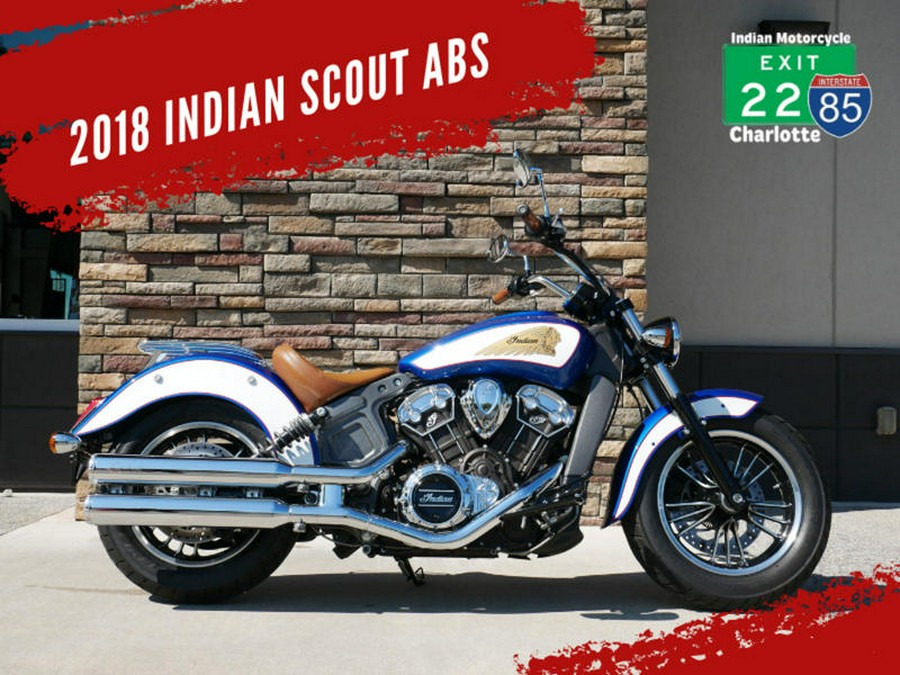 2018 Indian Motorcycle® Scout® ABS Brilliant Blue over White with Red Pinstripe