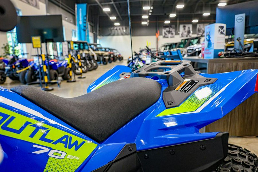 New 2025 POLARIS OUTLAW 70 EFI VELOCITY BLUE LIFTED LIME