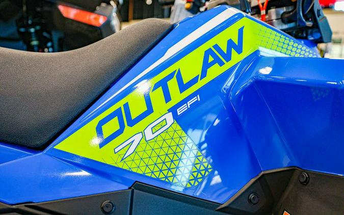 New 2025 POLARIS OUTLAW 70 EFI VELOCITY BLUE LIFTED LIME