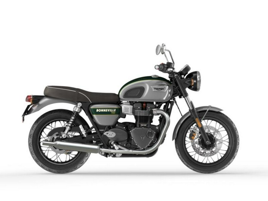 2022 Triumph Bonneville T100 Gold Line Silver Ice / Competition Green