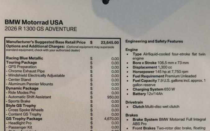 2026 BMW R 1300 GS Adventure