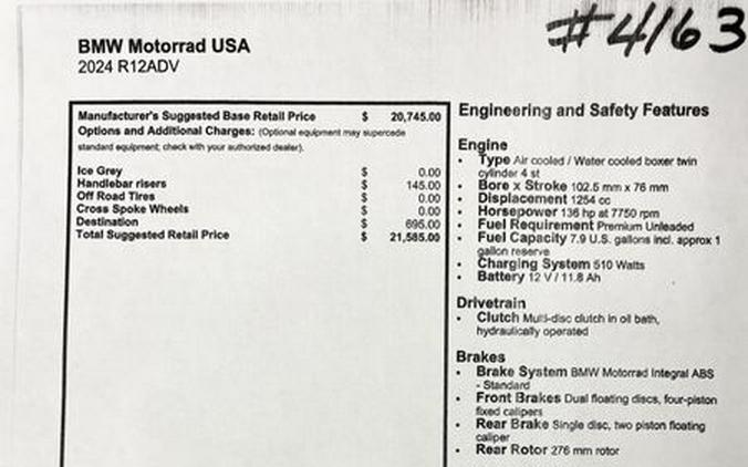 New 2024 BMW R 1250 GS Adventure Base Model